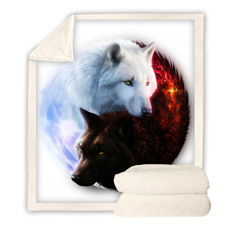 Wolf Throw Blanket for Adult Kids Animal Wolf Fleece Blanket