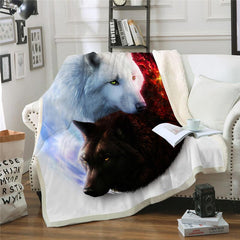 Wolf Throw Blanket for Adult Kids Animal Wolf Fleece Blanket