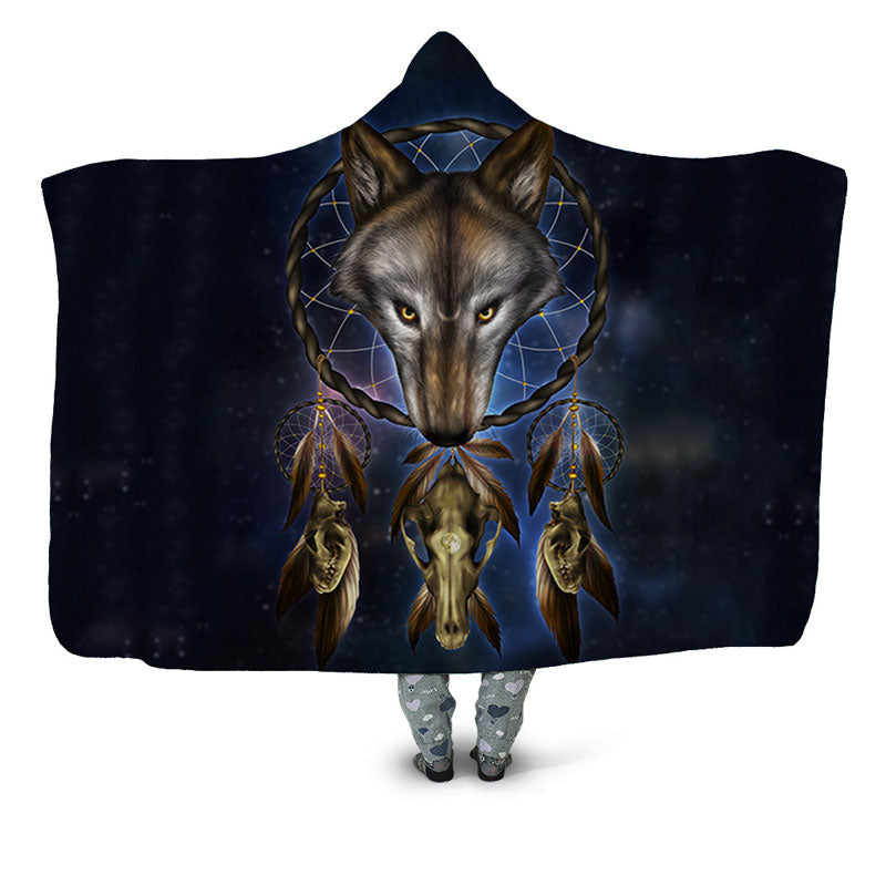 Wolf hooded blanket